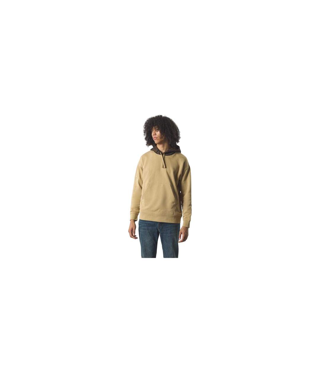 Mens Parthian Cotton Blend Drawstring Hoodie Taupe Pretty Green-1