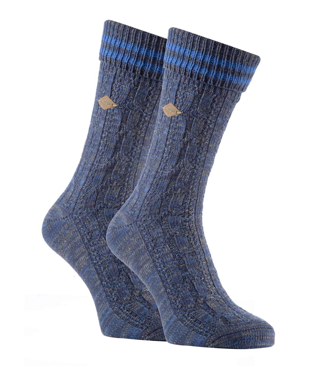 2 Pk Mens Cable Knit Boot Turn Over Dress Socks-1