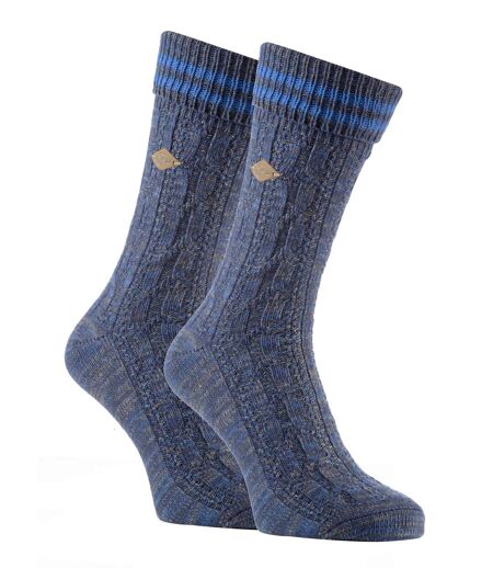 2 Pk Mens Cable Knit Boot Turn Over Dress Socks