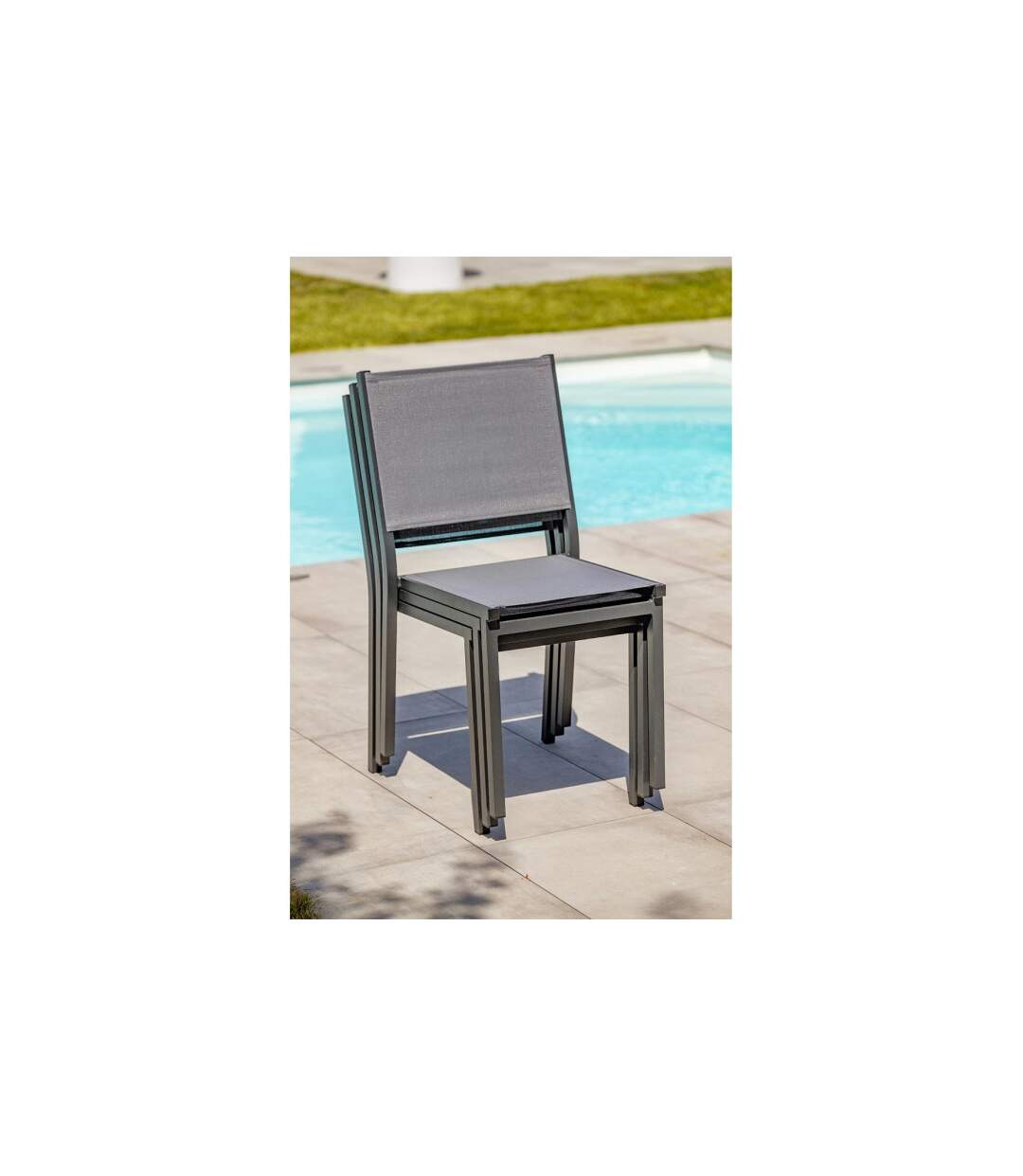 Chaise de Jardin Empilable Tolede 87cm Gris Anthracite-3