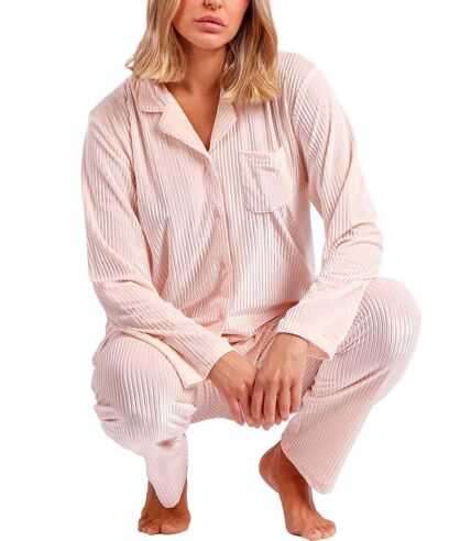 Pyjama velours tenue pantalon chemise Elegant Stripes Admas