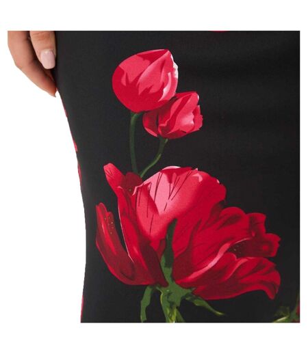 Womens/ladies Satin Maxi Skirt Black Red I Saw It First