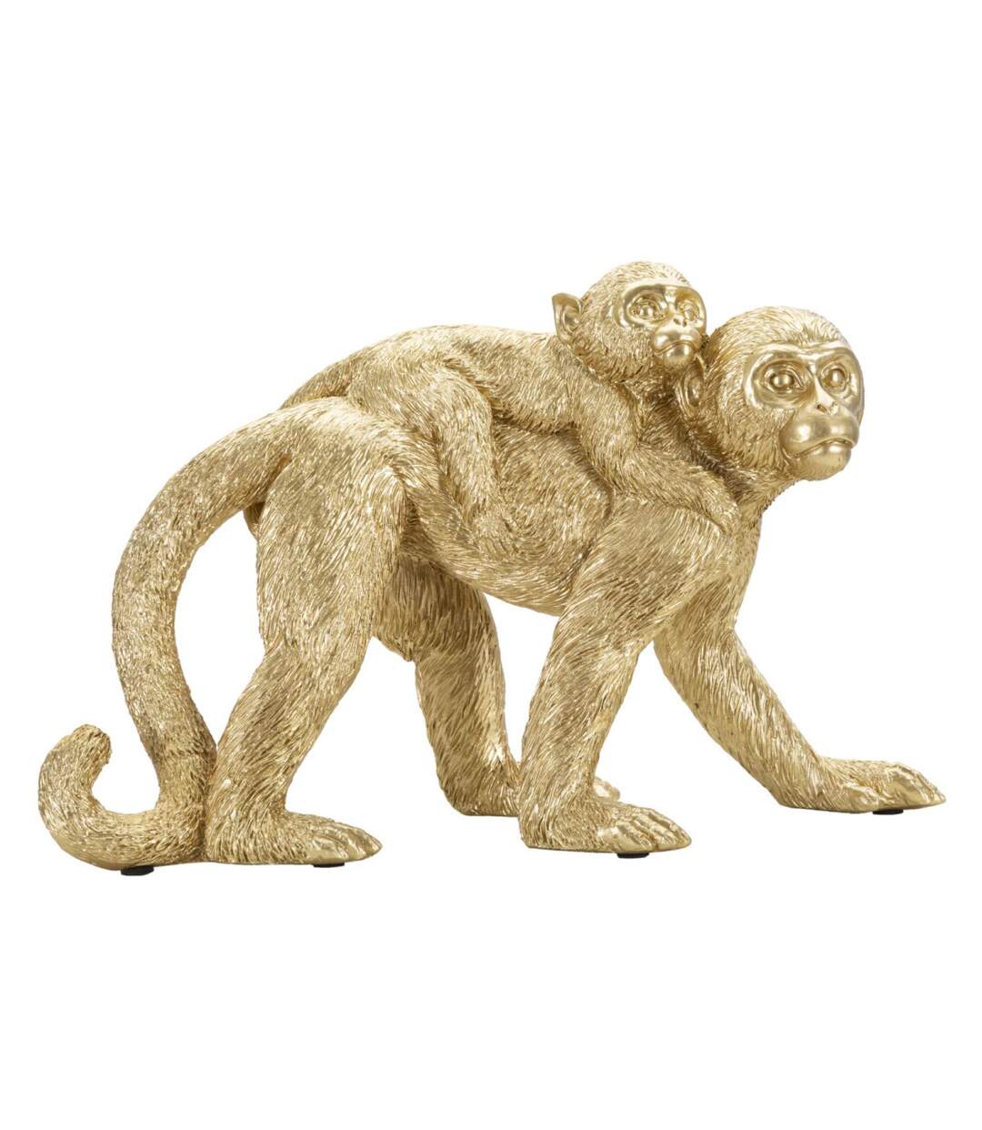 Statuette Déco Mère & Enfant Singe 29cm Or-1