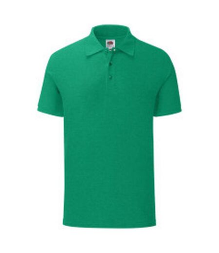 Mens iconic polo shirt green heather Fruit of the Loom