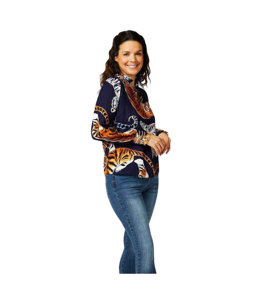 Womens/ladies Tiger Long-sleeved Blouse Multicoloured Biba-4