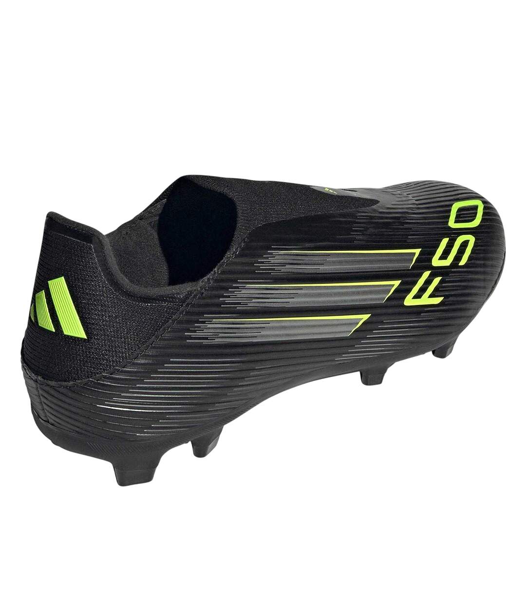 Mens F50 League Laceless Firm Ground Football Boots Black Lemon Adidas-2