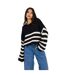 Womens/ladies Striped Cropped Jumper Black Brave Soul-2