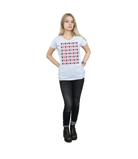 Disney Femme/Les femmes Mickey et Minnie Coeurs de Noël - T-shirt en coton (Gris sportif) - UTBI31626