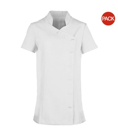 Pack Of 2  Womens/ladies *orchid* Tunic / Health Beauty & Spa / Workwear  White Premier