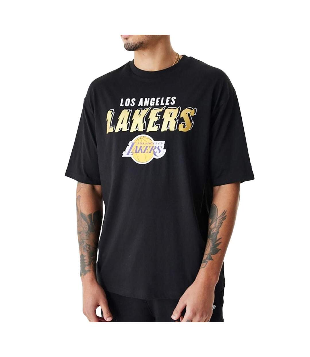 T-shirt Noir Homme New Era  Team Script Los Angeles Lakers - L-1