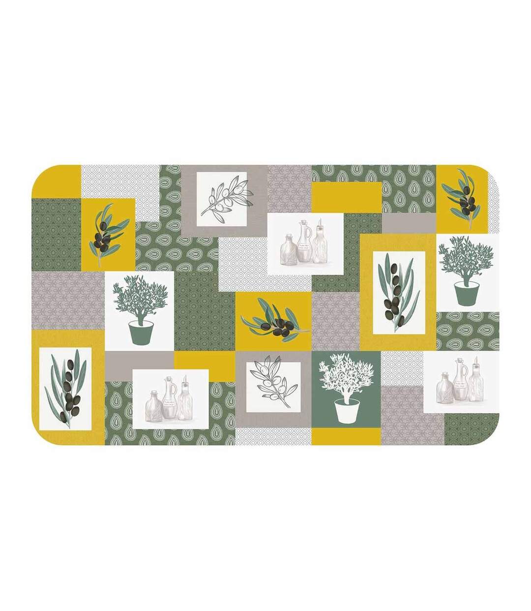 Tapis Imprimé Graziella 45x75cm Jaune & Vert-1