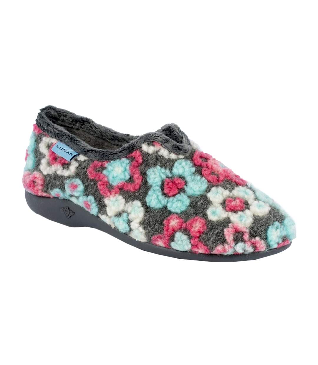 Chaussons hippy femme gris / blanc / bleu Lunar