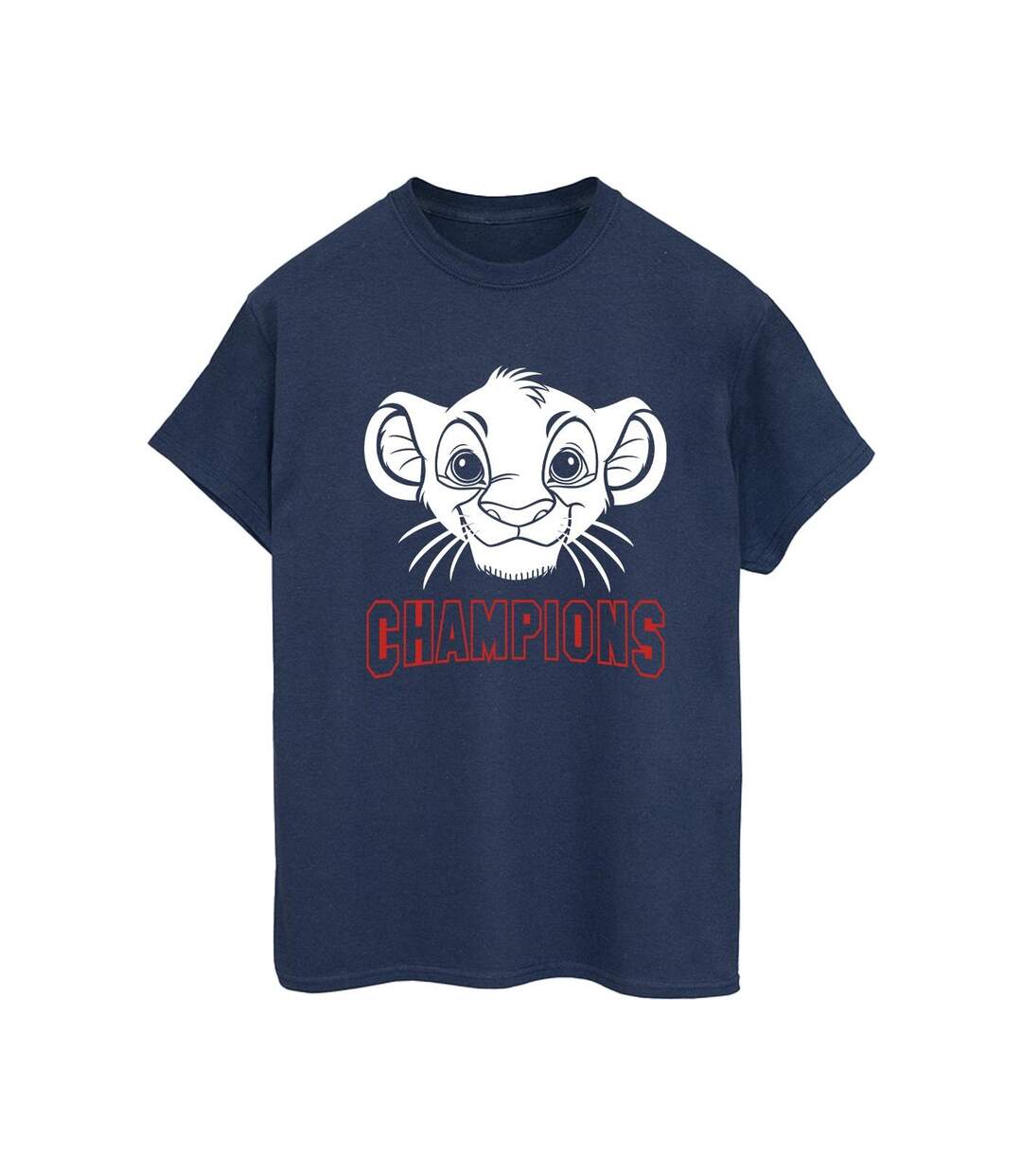 Disney Womens/Ladies The Lion King Simba Face Champion Cotton Boyfriend T-Shirt (Bleu marine) - UTBI29424-1