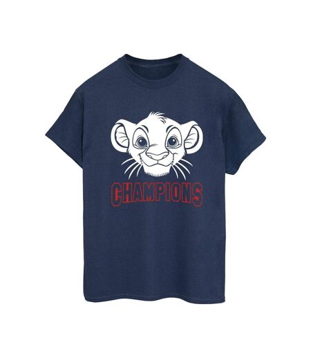 Disney Womens/Ladies The Lion King Simba Face Champion Cotton Boyfriend T-Shirt (Bleu marine) - UTBI29424