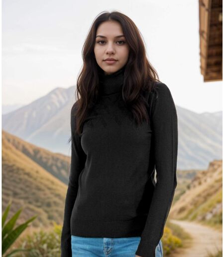 Pull femme manches longues - Col roulé - Couleur noir