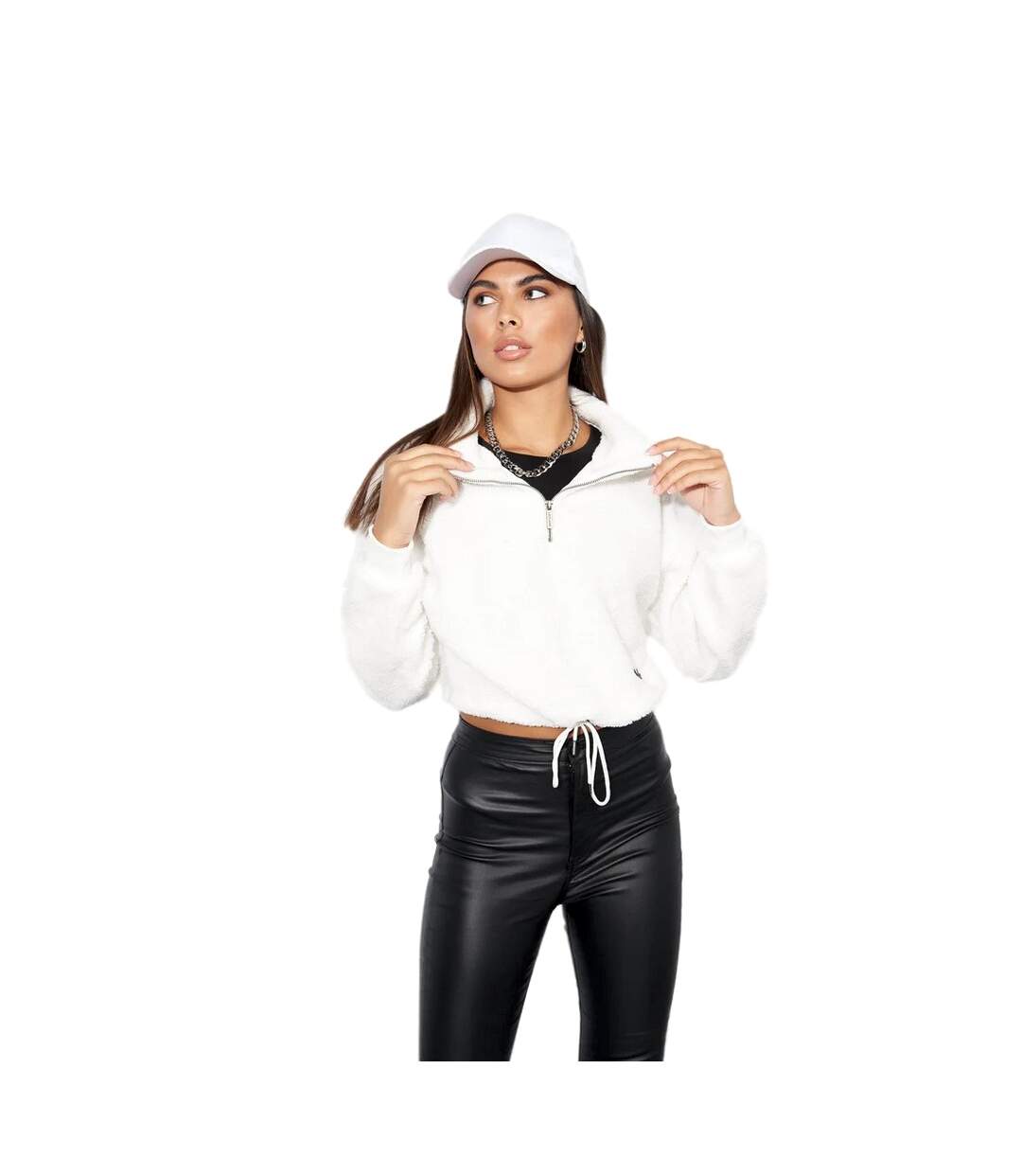 Lily Lane Womens/Ladies Kimora Borg Funnel Neck Hoodie (White) - UTBG669-1