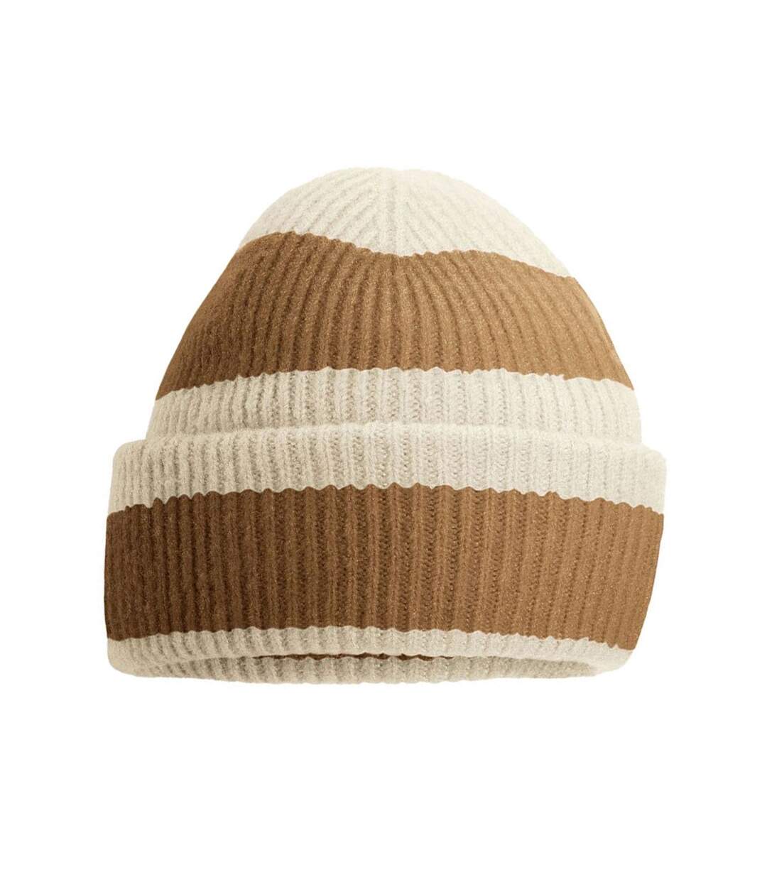 Bonnet Vanille Marron Clair Beechfield-1