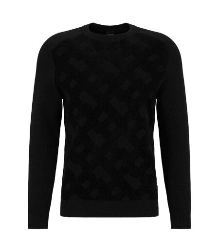 Mens Regular Raglan Long-sleeved Casual Sweater Top Black Boss