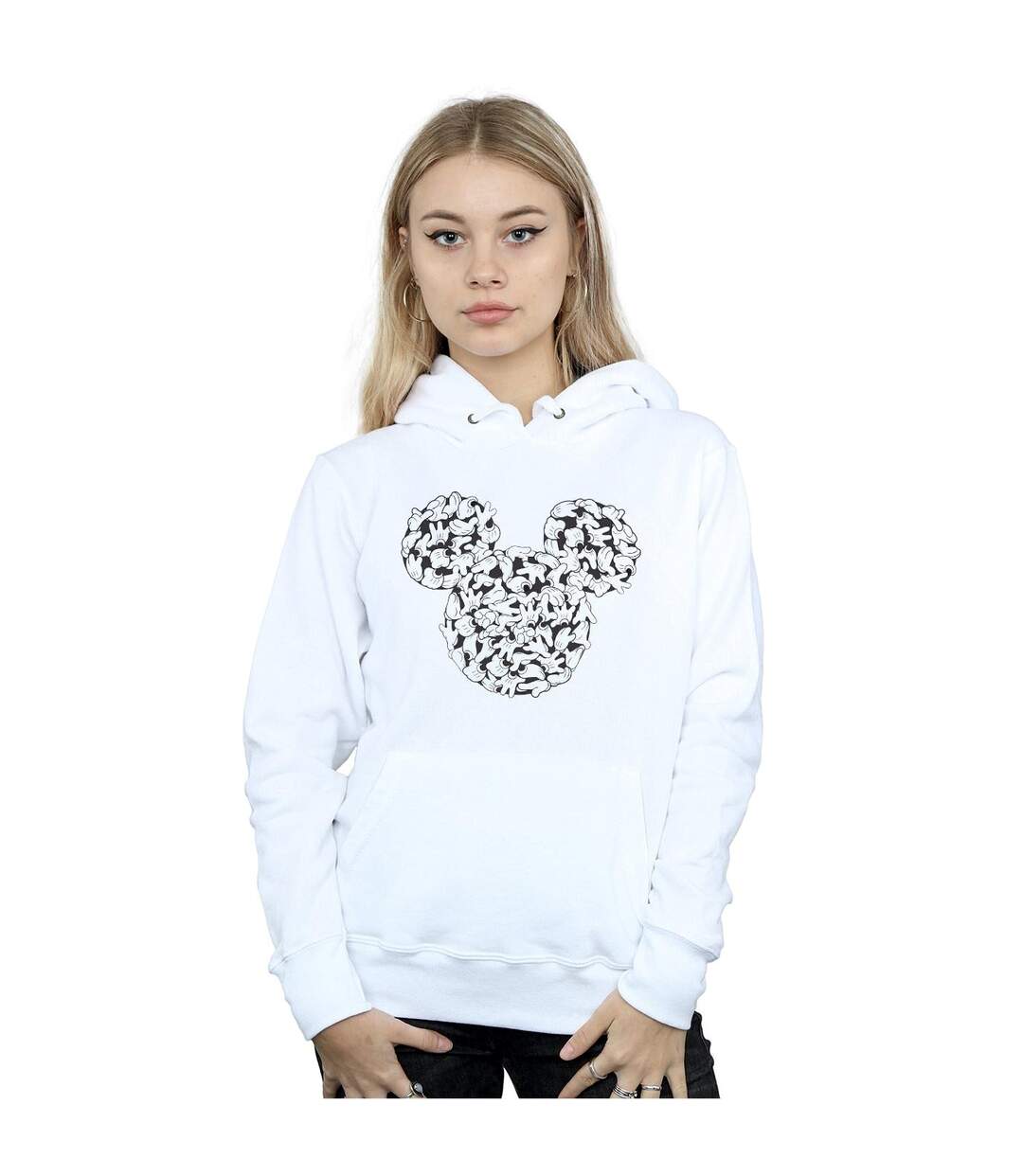 Disney - Sweat à capuche MICKEY MOUSE HEAD OF HANDS - Femme (Blanc) - UTBI11402-2