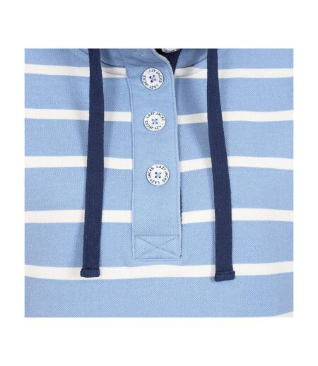 Womens/ladies Pique Button Neck Sweatshirt Sky Lazy Jacks