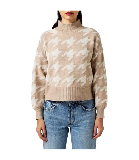 Pull Motif/style Pied-de-poule Femme Marron Clair Vero Moda