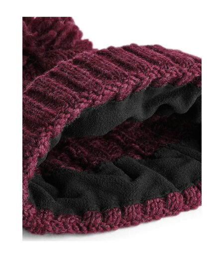 Beechfield® Unsiex Adults Cable Knit Melange Beanie (Burgundy)