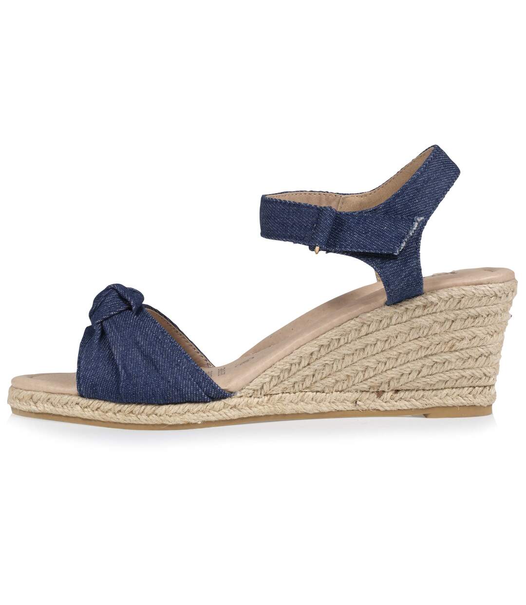 Isotoner Espadrilles femme à talon 6 cm et bout ouvert détail nœud