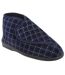 Zedzzz Mens Bertie Check Velour Touch Fastening Bootee Slippers (Navy Blue) - UTDF841