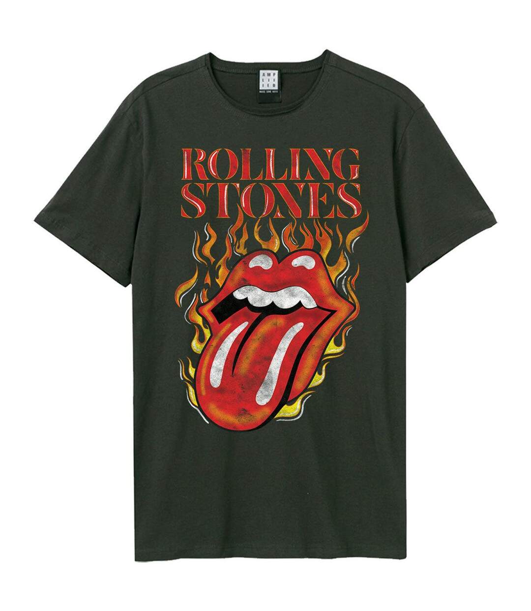 Mens Hot Tongue The Rolling Stones T-shirt Charcoal Amplified-1
