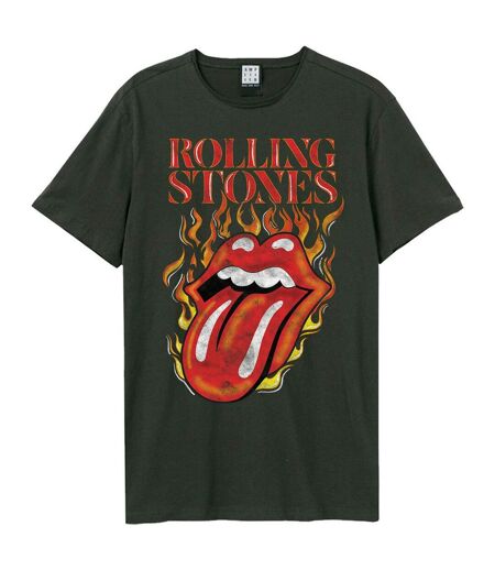 Amplified Mens Hot Tongue The Rolling Stones T-Shirt (Charcoal)