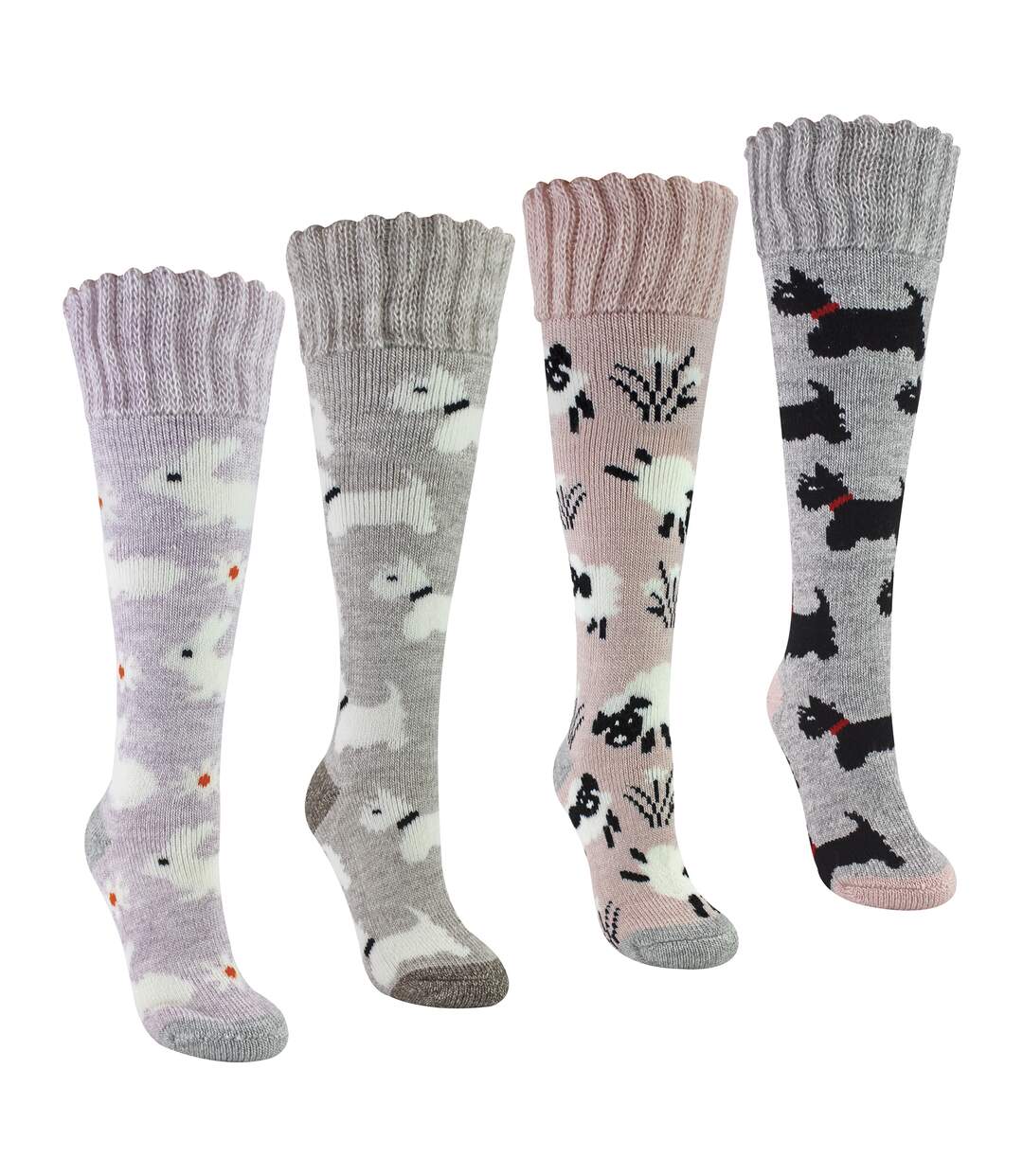 4 Pairs Long Soft Lounge Bed Socks for Ladies-5
