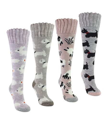 4 Pairs Long Soft Lounge Bed Socks for Ladies