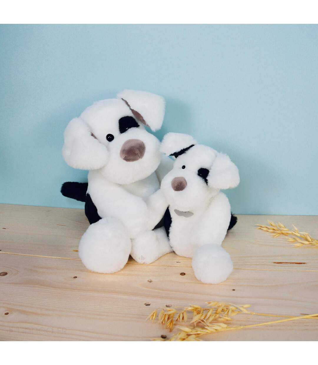 Peluche chien polyester collection NOOPY blanc/noir-3