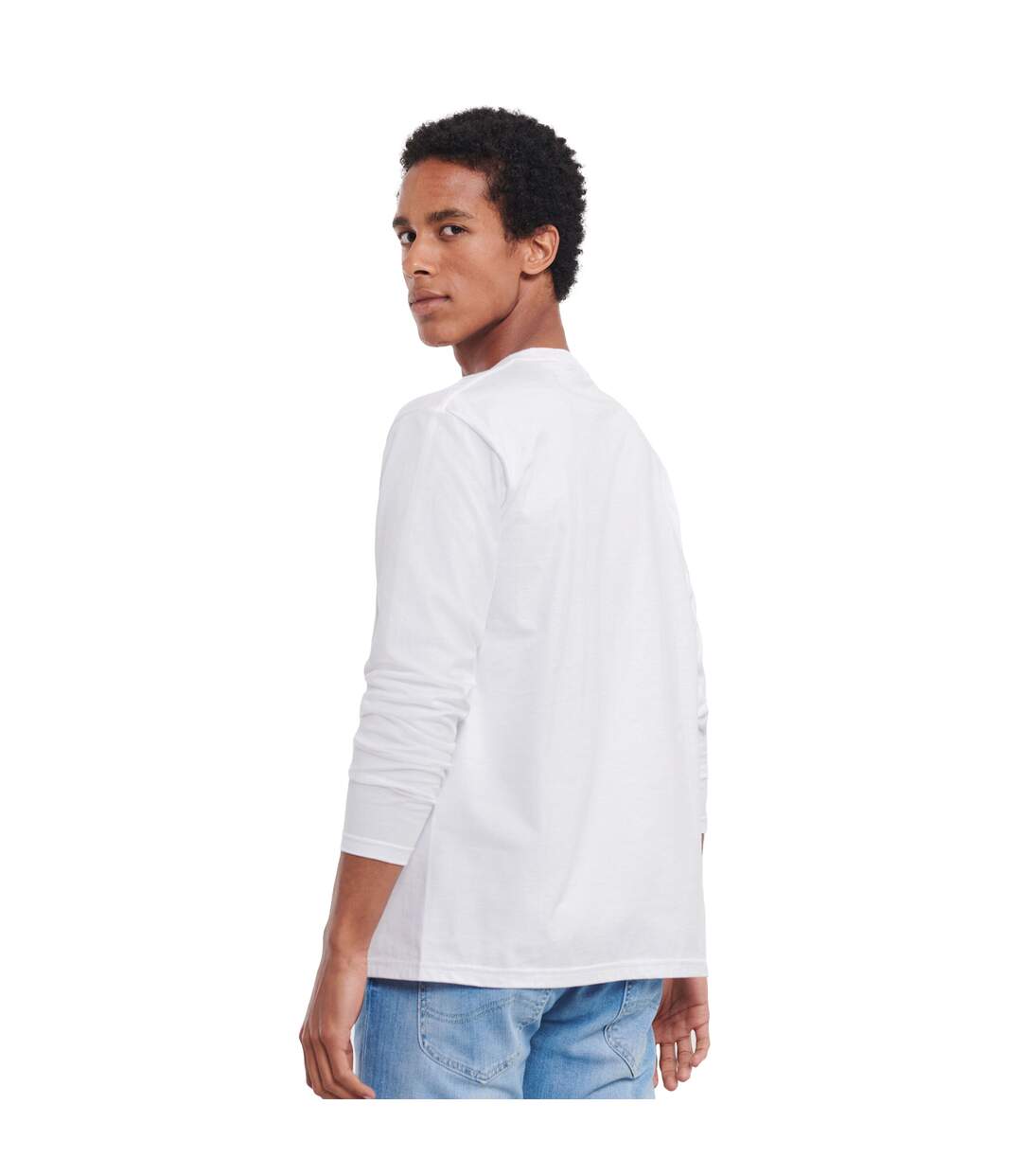 Unisex Adult Plain Classic Long-sleeved T-shirt White Russell-2