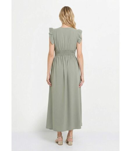 Robe longue sans manches taille plissée