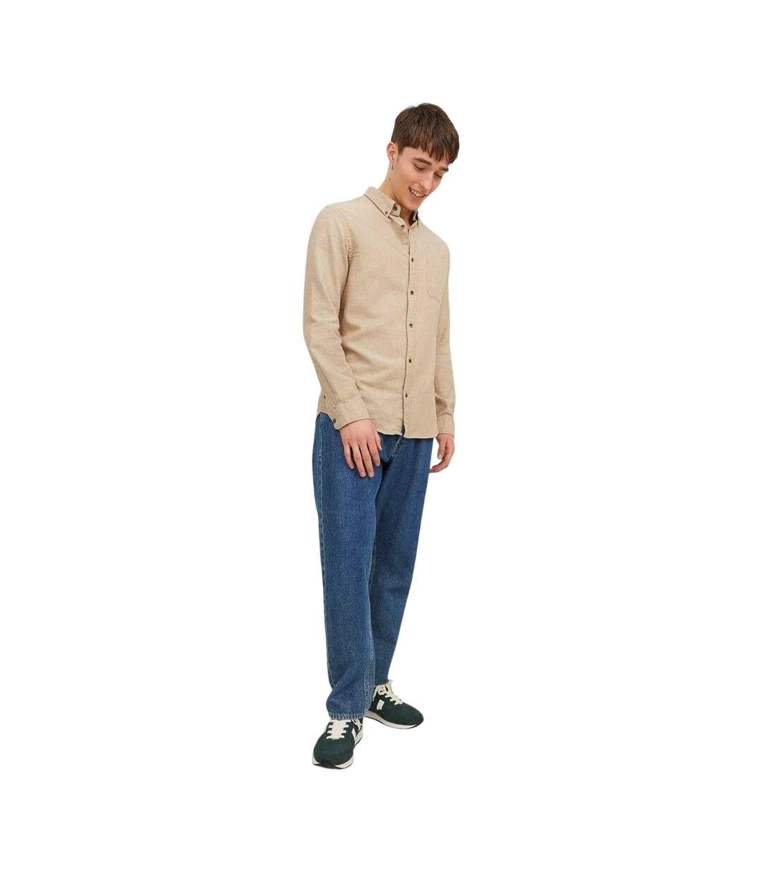 Mens Regular Button-down Shirt Oatmeal Jack And Jones-2