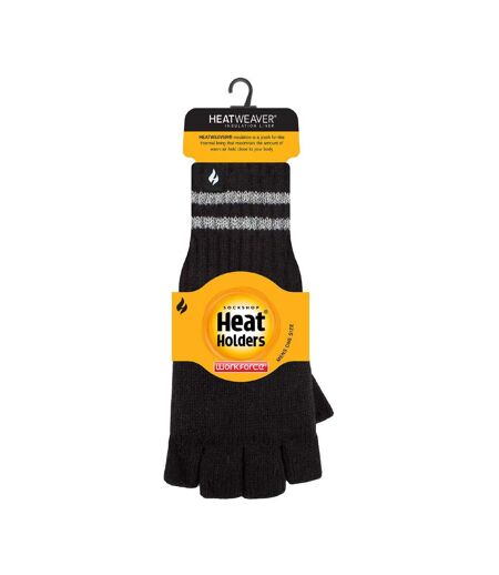 Mens Hi Vis Reflective Fleece Lined Thermal Winter Fingerless Gloves