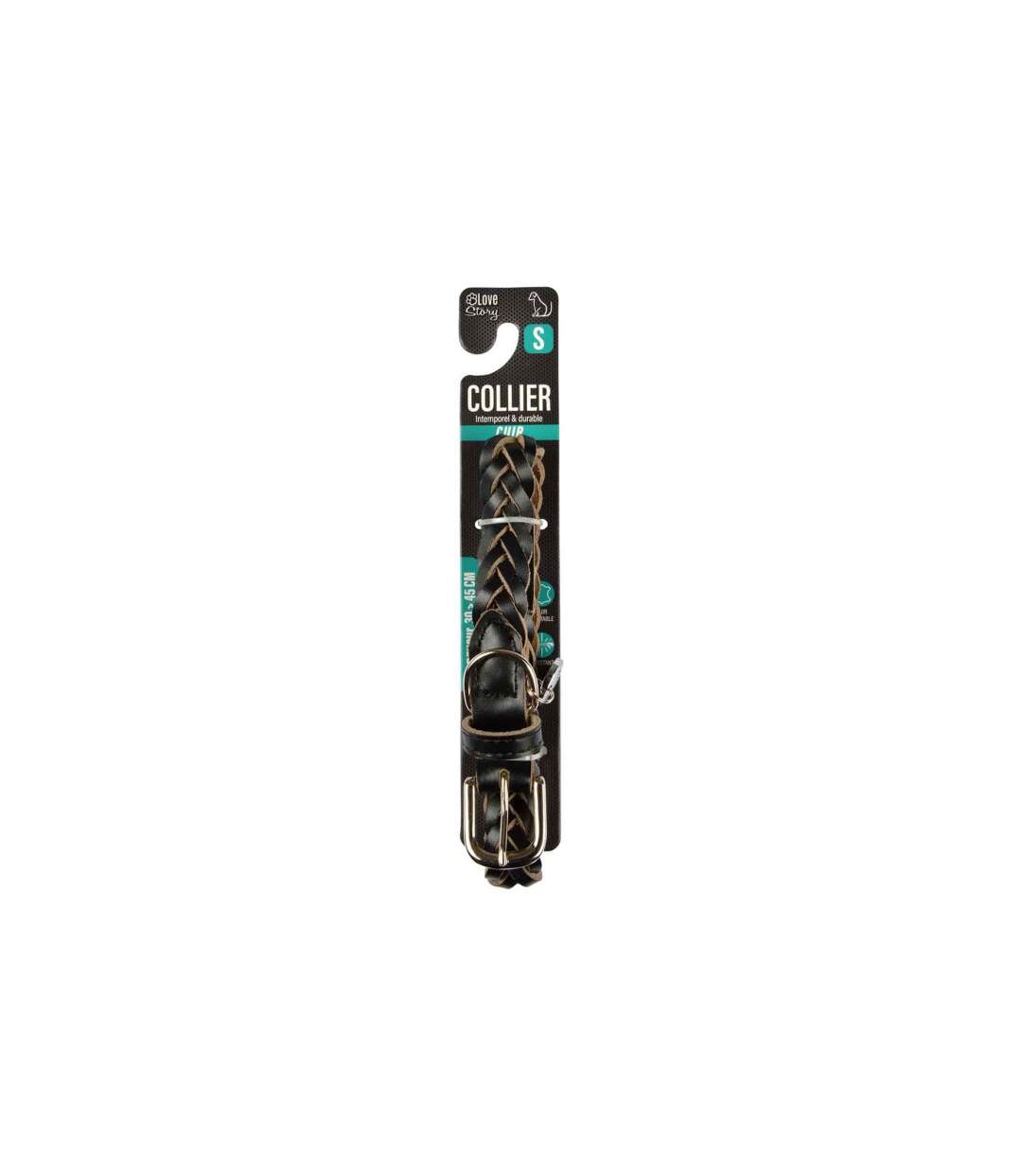 Collier pour Chien Réglable Tressé 30-45cm Noir-4
