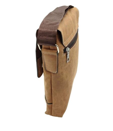 Sacoche bandoulière pour homme avec rabat - PVC vieilli - couleur marron