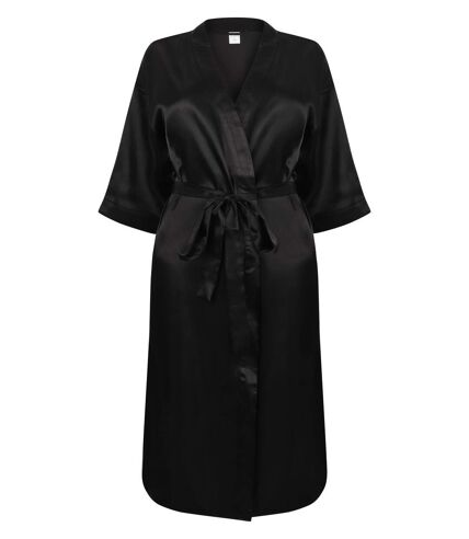 Peignoir kimono en satin - femme - TC054 - noir