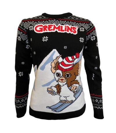 Gremlins Unisex Adult Skiing Gizmo Knitted Christmas Sweater (Black/White) - UTHE678