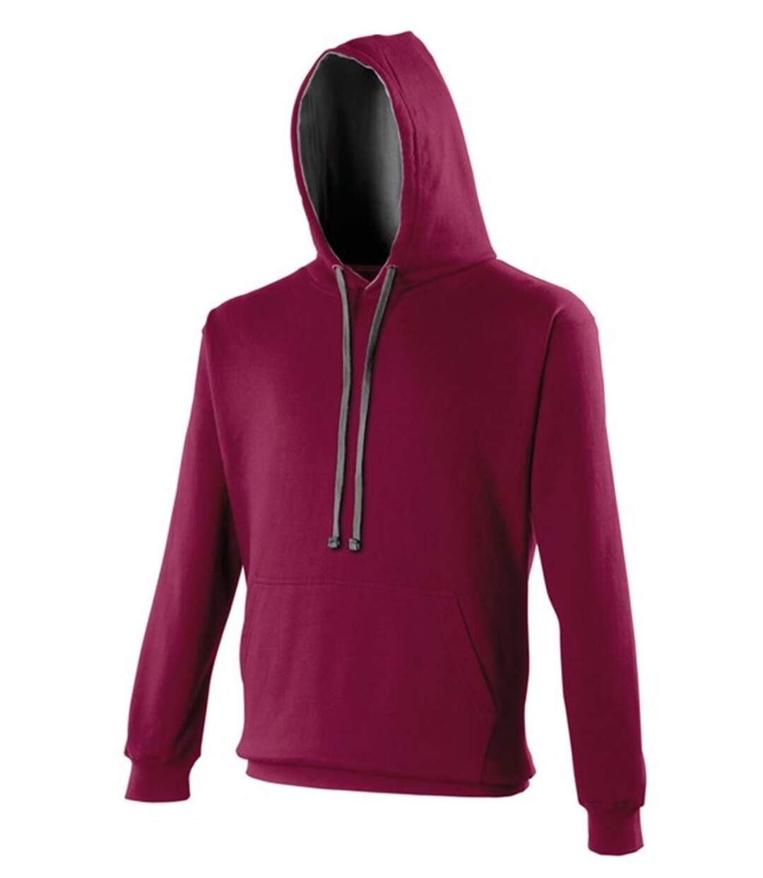 Sweat à capuche contrastée unisexe - JH003 - rouge bordeau et gris foncé