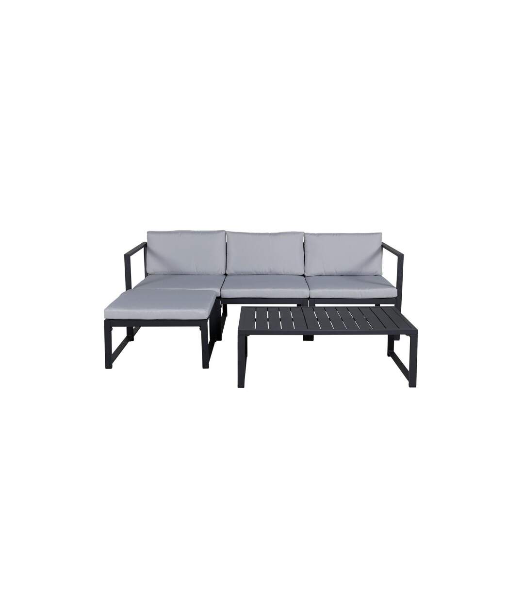 Salon de Jardin Modulable Salvador 200cm Noir & Gris-1