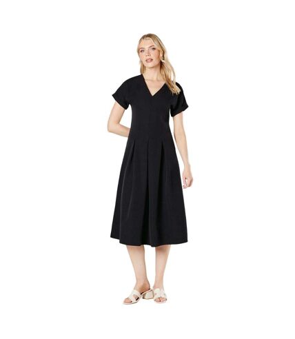 Womens/ladies pleat front midi dress black Principles