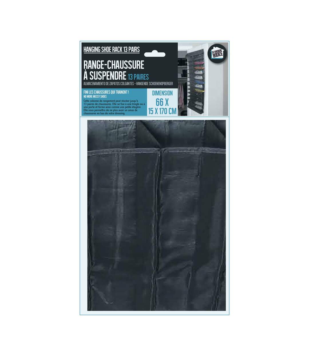 Range Chaussures en polyester à suspendre pour 13 paires - Noir-4