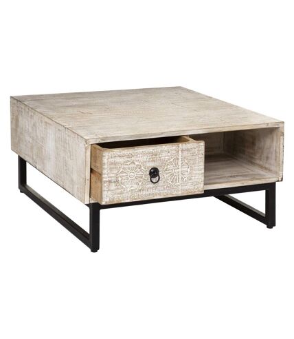 Table basse 2 tiroirs Ajay - Beige et noir