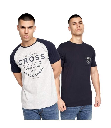 T-shirts jimlars homme gris chiné / bleu marine Crosshatch Crosshatch