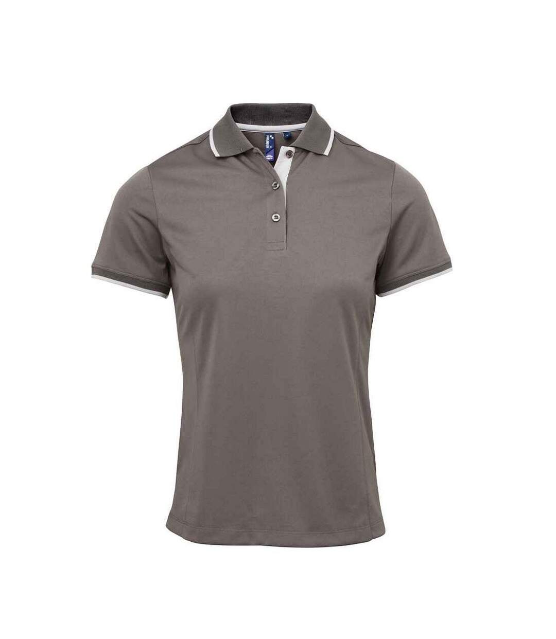Polo Coolchecker Femme Gris Foncé Argenté Premier-1