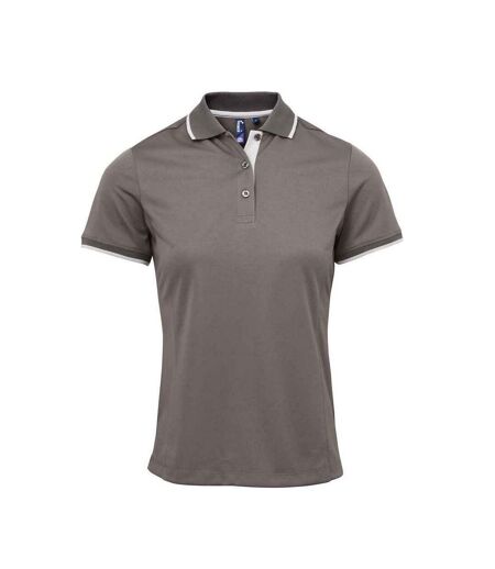 Polo Coolchecker Femme Gris Foncé Argenté Premier