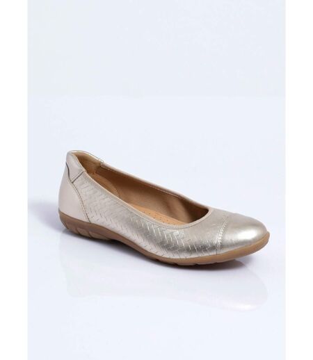 Ballerine cuir imprimé effet tressé largeur confort